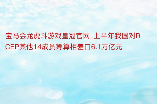 宝马会龙虎斗游戏皇冠官网_上半年我国对RCEP其他14成员筹算相差口6.1万亿元