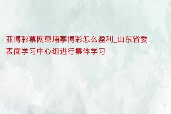 亚博彩票网柬埔寨博彩怎么盈利_山东省委表面学习中心组进行集体学习