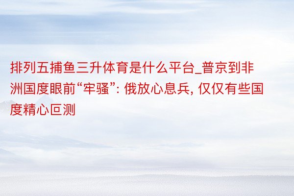 排列五捕鱼三升体育是什么平台_普京到非洲国度眼前“牢骚”: 俄放心息兵, 仅仅有些国度精心叵测